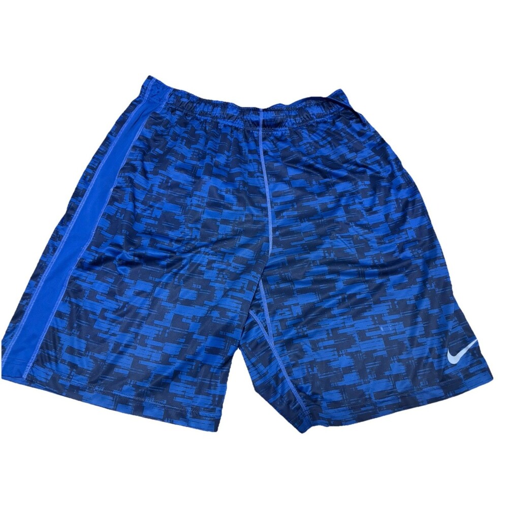 Nike Dri-Fit Men’s Large Blue Athletic Shorts Graphic Print Training Gym